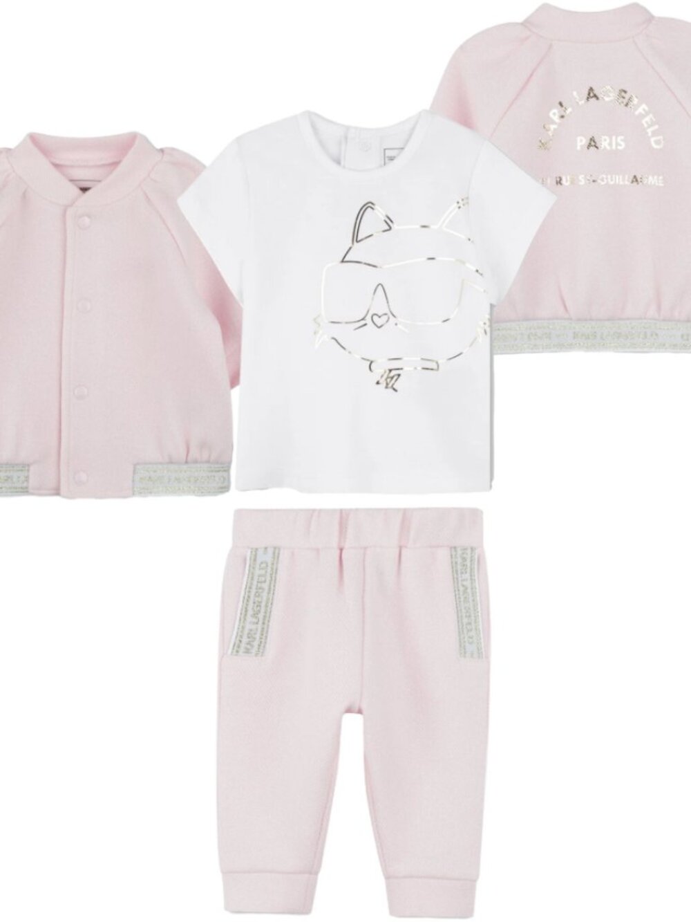 Karl Lagerfeld Kids Pink Logo Tracksuit 3 Pc Set